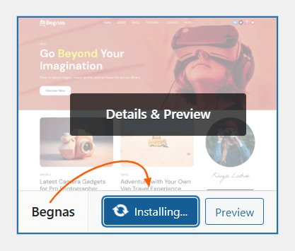 Install the chosen theme in WordPress
