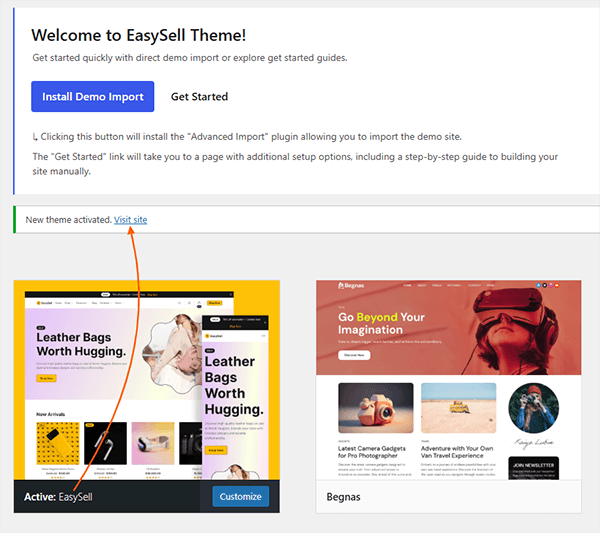 Premium theme installed & activated by uploading zip file