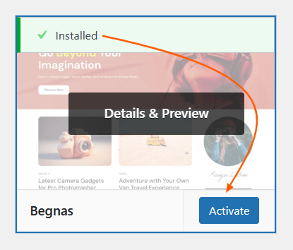 New theme installed in WordPress