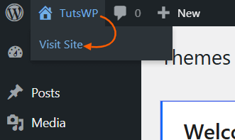 Visit homepage of WordPress site from dashboard admin bar